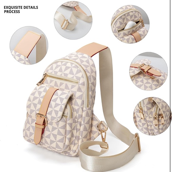 NWT Crossbody Sling Bag Leather Bum Belt Bags Fanny Pack Blue Backpack Canvas - Picture 8 of 9